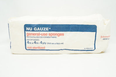 Johnson&Johnson 7634 NU Gauze General-Use Sponges 4 x 4inch 4 ply - Pack of 200